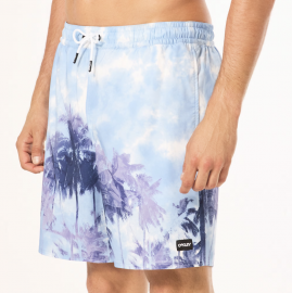 PÁNSKÉ PLAVECKÉ ŠORTKY - OAKLEY CANARY PALMS RC 18 BEACHSHORT - PALMS CLOUDS LIGHT BLUE FOA405399-9YQ-XL