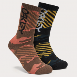 PONOŽKY - OAKLEY CAMO B1B RC SOCKS 2.0 (2PCS) ORANGE STRIPE / GRIP CAMO FOS901347-9YW-M